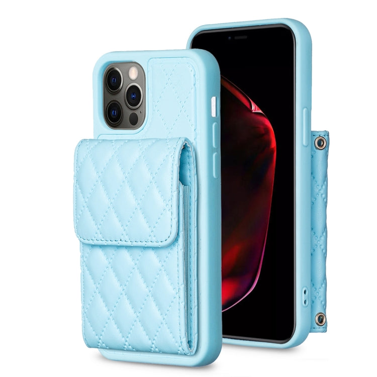 For iPhone 13 Pro Vertical Wallet Rhombic Leather Phone Case