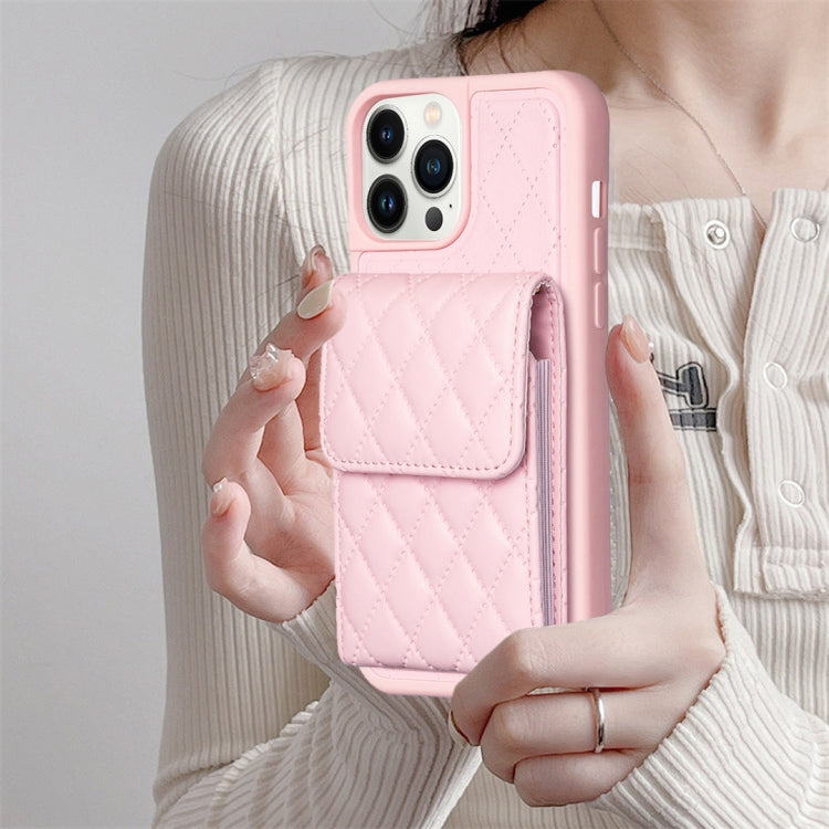 For iPhone 13 Pro Max Vertical Wallet Rhombic Leather Phone Case