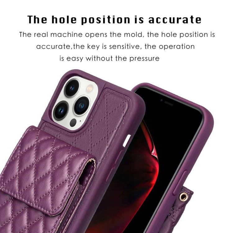 For iPhone 13 Pro Max Vertical Wallet Rhombic Leather Phone Case