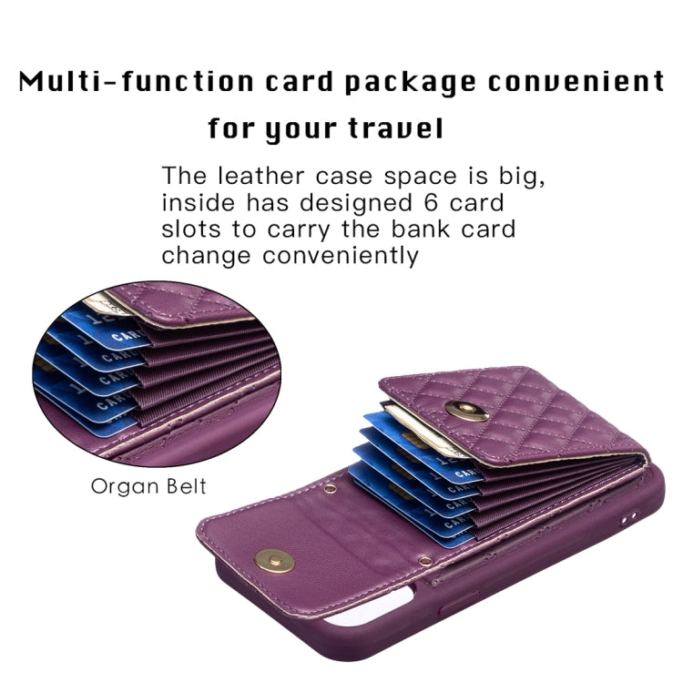For iPhone 13 Pro Max Vertical Wallet Rhombic Leather Phone Case