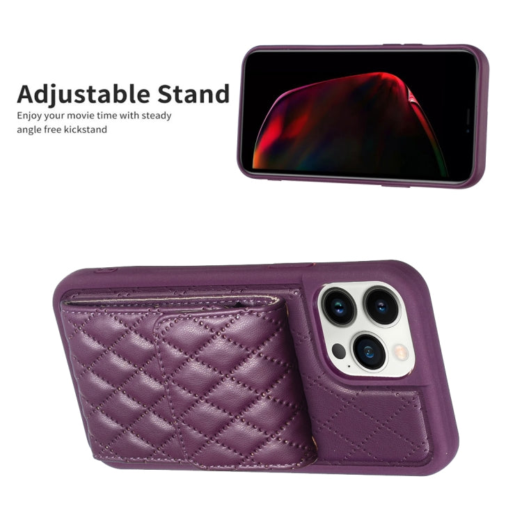 For iPhone 13 Pro Max Vertical Wallet Rhombic Leather Phone Case