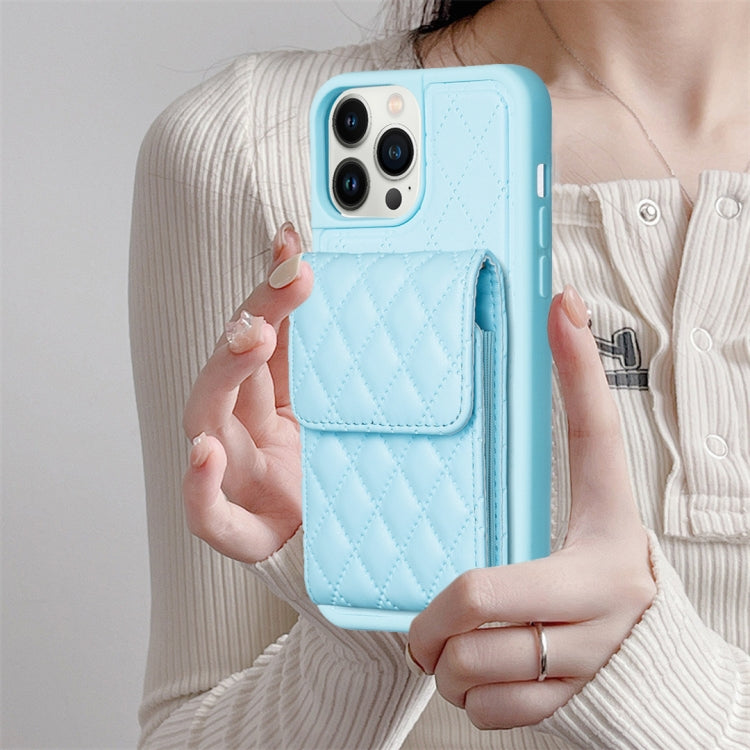 For iPhone 13 Pro Max Vertical Wallet Rhombic Leather Phone Case