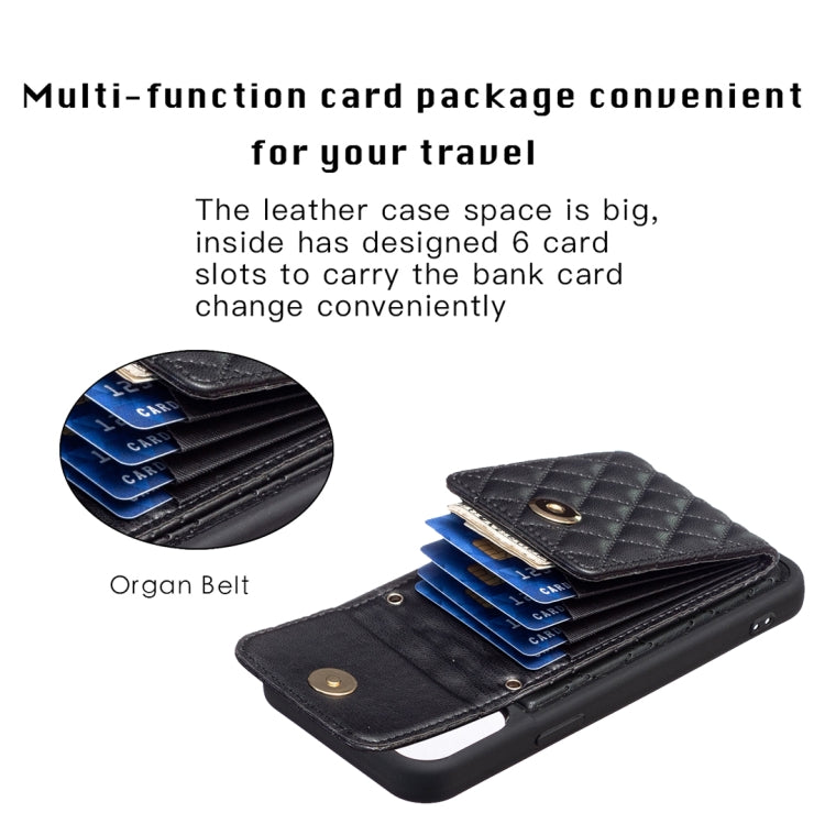 For iPhone 13 Pro Max Vertical Wallet Rhombic Leather Phone Case