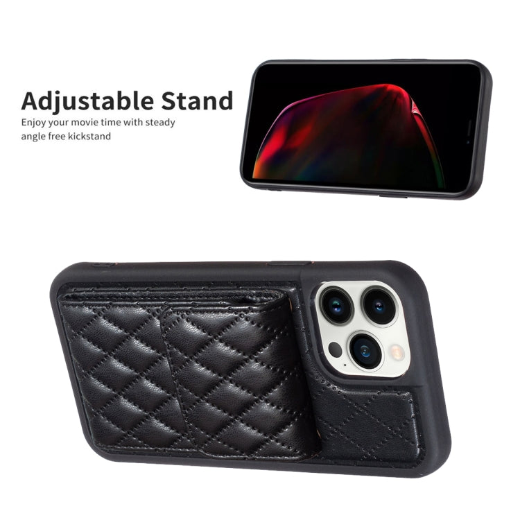 For iPhone 13 Pro Max Vertical Wallet Rhombic Leather Phone Case