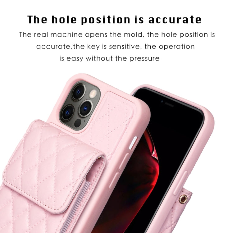 For iPhone 12 / 12 Pro Vertical Wallet Rhombic Leather Phone Case