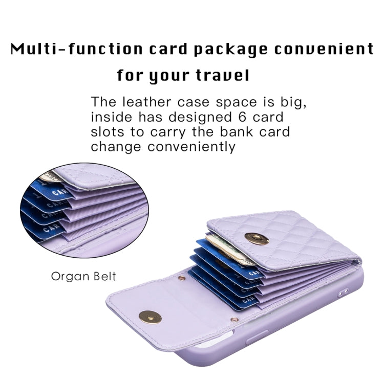 For iPhone 12 / 12 Pro Vertical Wallet Rhombic Leather Phone Case