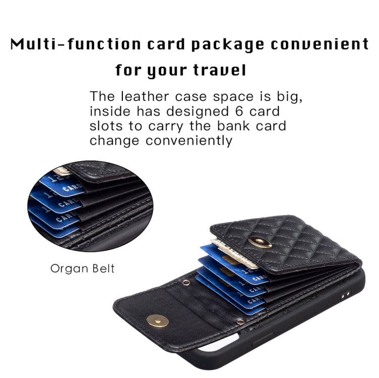 For iPhone 12 / 12 Pro Vertical Wallet Rhombic Leather Phone Case