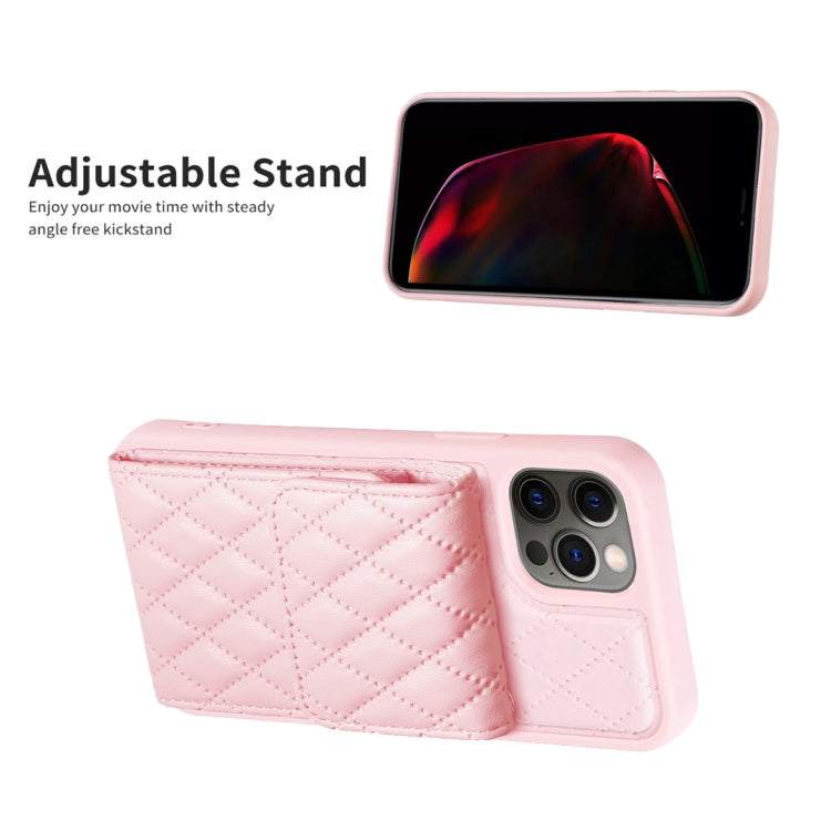 For iPhone 12 Pro Max Vertical Wallet Rhombic Leather Phone Case