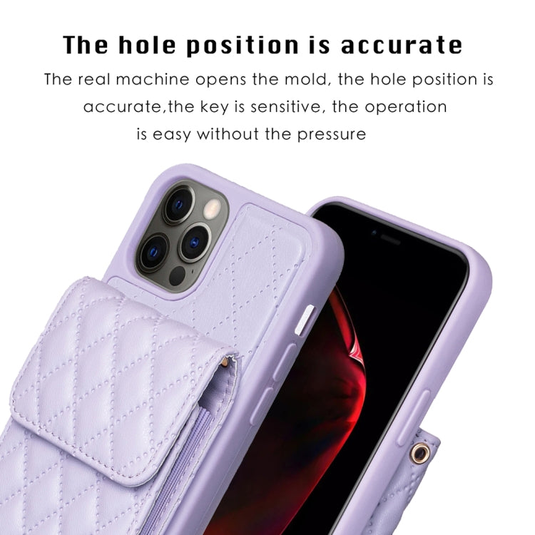 For iPhone 12 Pro Max Vertical Wallet Rhombic Leather Phone Case
