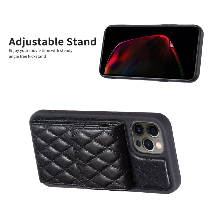For iPhone 12 Pro Max Vertical Wallet Rhombic Leather Phone Case