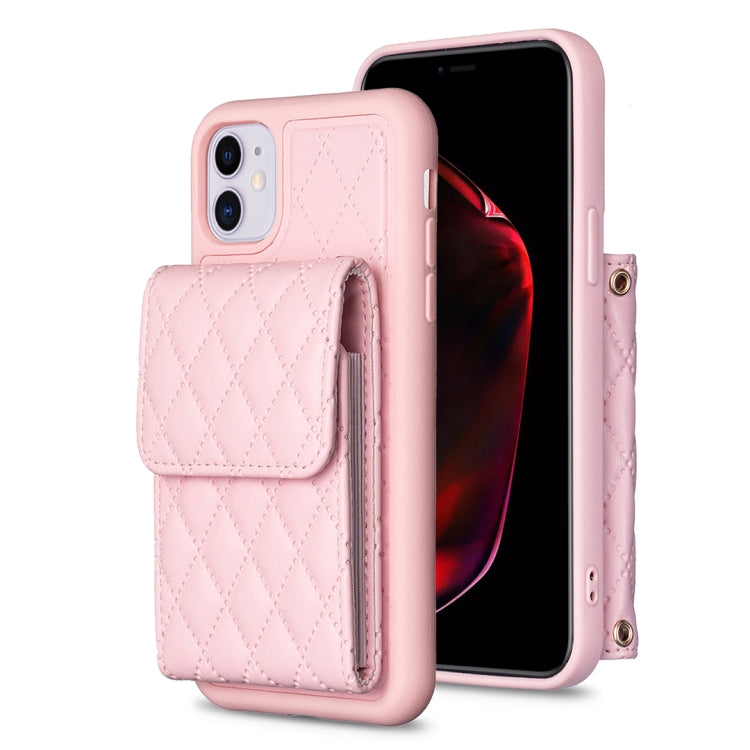 For iPhone 11 Vertical Wallet Rhombic Leather Phone Case