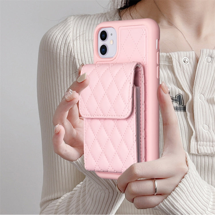 For iPhone 11 Vertical Wallet Rhombic Leather Phone Case