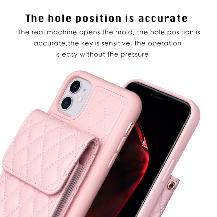 For iPhone 11 Vertical Wallet Rhombic Leather Phone Case