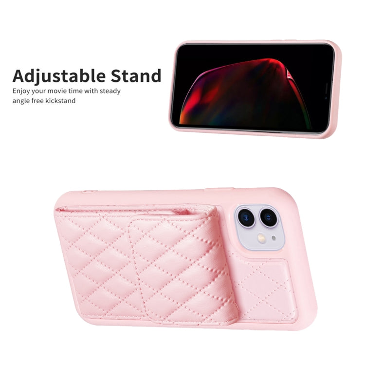 For iPhone 11 Vertical Wallet Rhombic Leather Phone Case