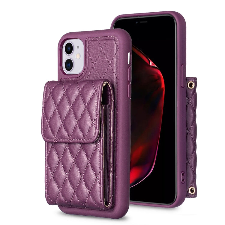 For iPhone 11 Vertical Wallet Rhombic Leather Phone Case