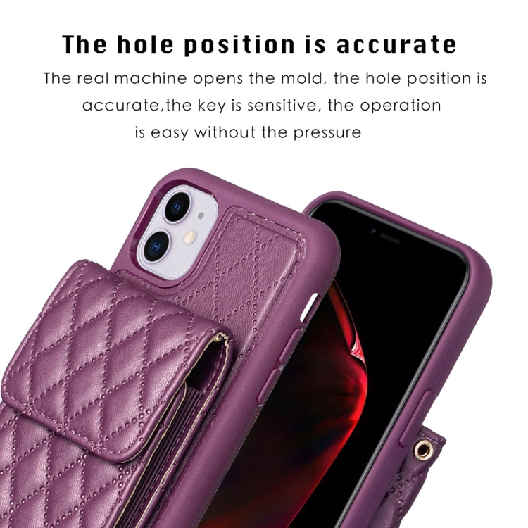 For iPhone 11 Vertical Wallet Rhombic Leather Phone Case