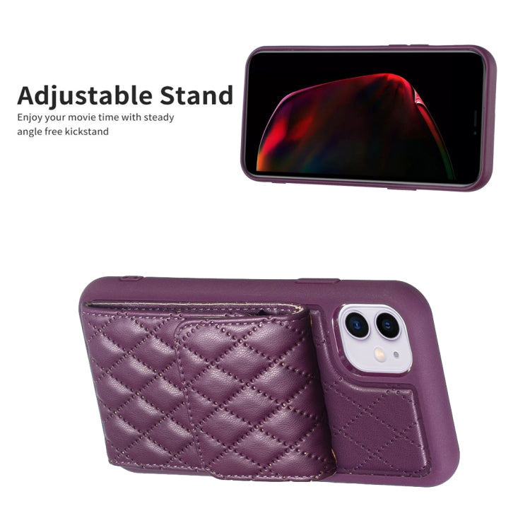 For iPhone 11 Vertical Wallet Rhombic Leather Phone Case