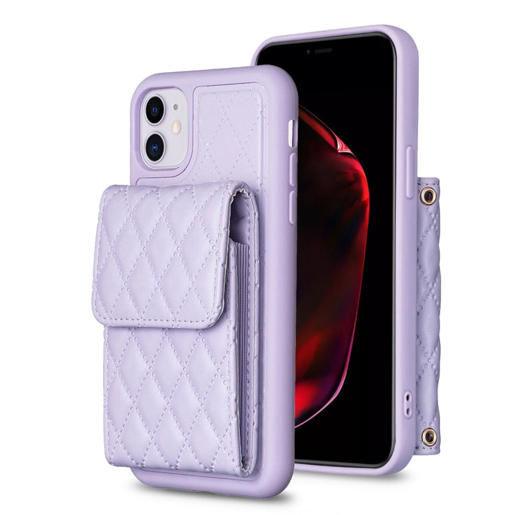 For iPhone 11 Vertical Wallet Rhombic Leather Phone Case