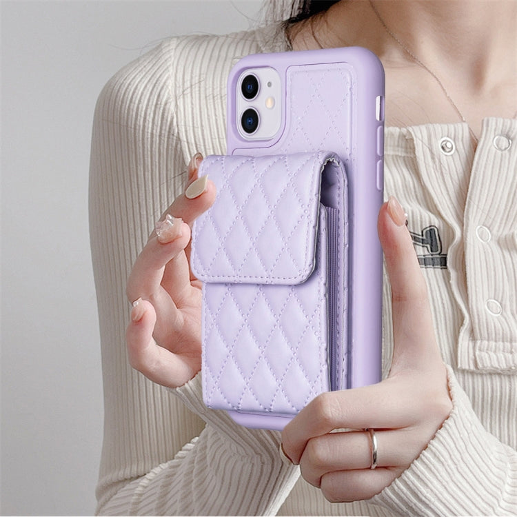 For iPhone 11 Vertical Wallet Rhombic Leather Phone Case
