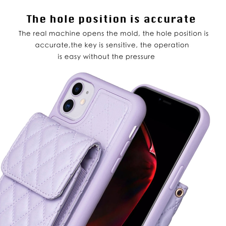 For iPhone 11 Vertical Wallet Rhombic Leather Phone Case