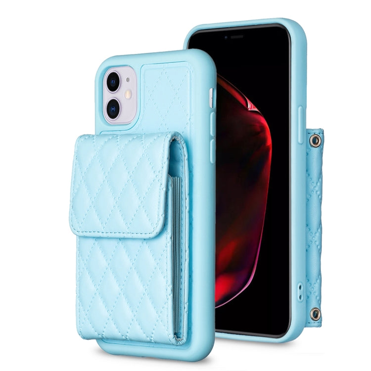 For iPhone 11 Vertical Wallet Rhombic Leather Phone Case
