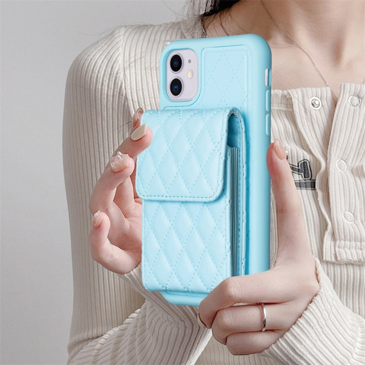 For iPhone 11 Vertical Wallet Rhombic Leather Phone Case
