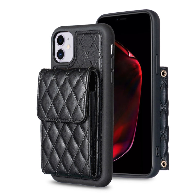 For iPhone 11 Vertical Wallet Rhombic Leather Phone Case
