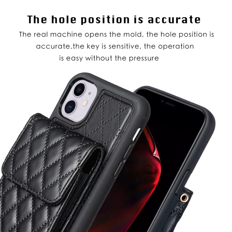 For iPhone 11 Vertical Wallet Rhombic Leather Phone Case