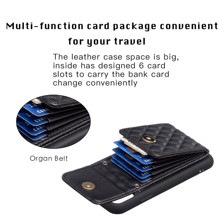 For iPhone 11 Vertical Wallet Rhombic Leather Phone Case
