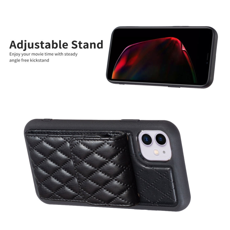 For iPhone 11 Vertical Wallet Rhombic Leather Phone Case