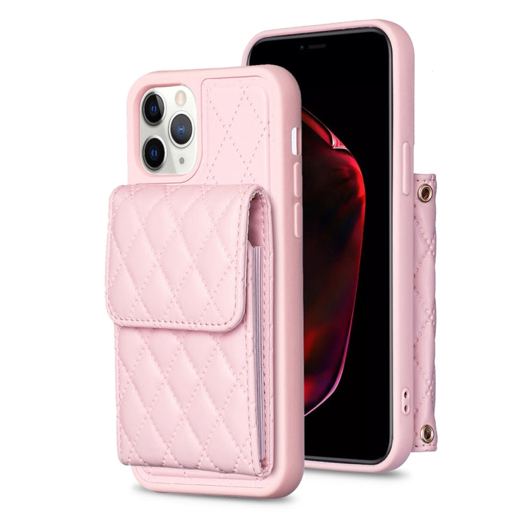 For iPhone 11 Pro Vertical Wallet Rhombic Leather Phone Case