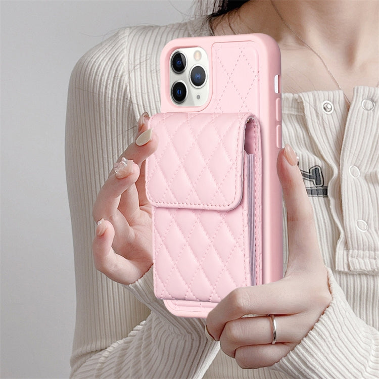 For iPhone 11 Pro Vertical Wallet Rhombic Leather Phone Case