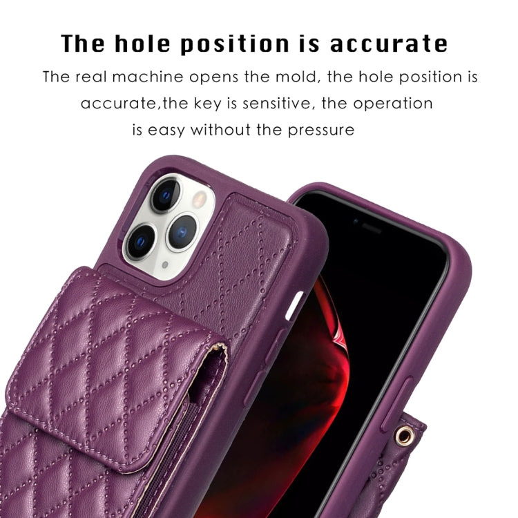 For iPhone 11 Pro Vertical Wallet Rhombic Leather Phone Case