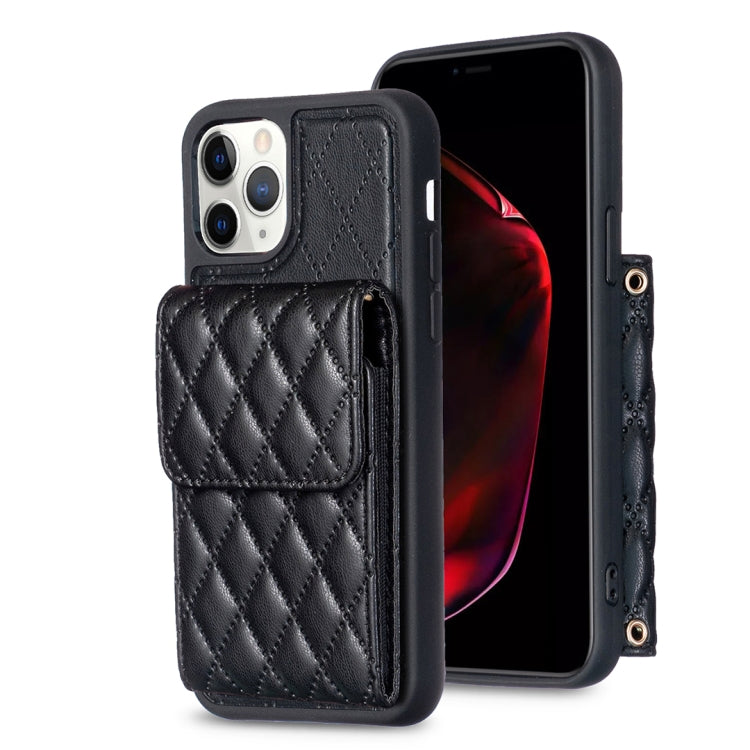 For iPhone 11 Pro Vertical Wallet Rhombic Leather Phone Case