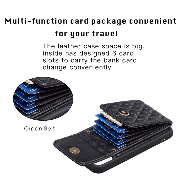 For iPhone 11 Pro Vertical Wallet Rhombic Leather Phone Case