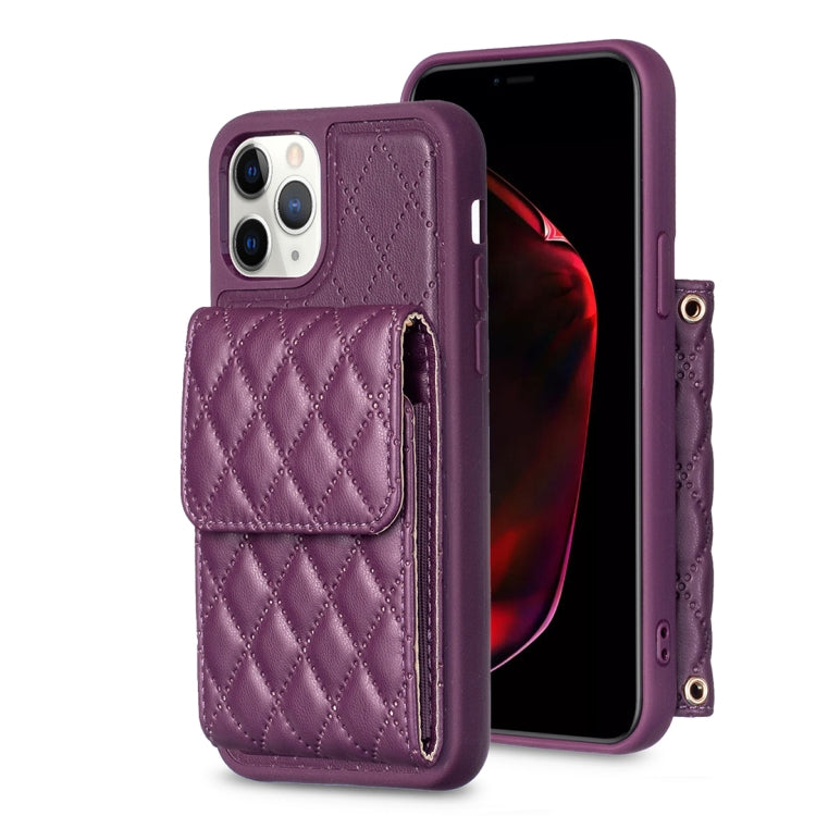 For iPhone 11 Pro Max Vertical Wallet Rhombic Leather Phone Case
