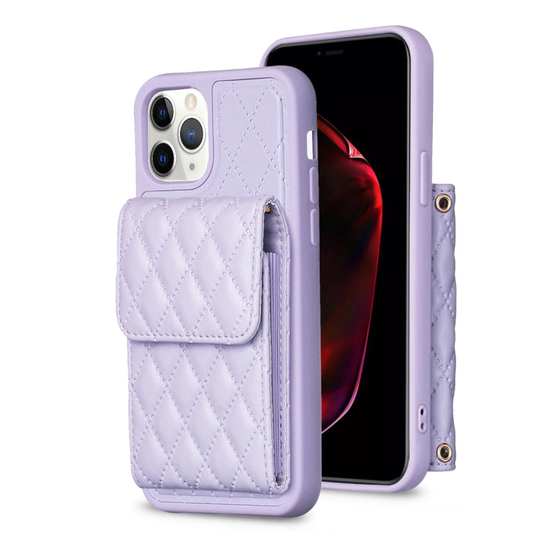 For iPhone 11 Pro Max Vertical Wallet Rhombic Leather Phone Case