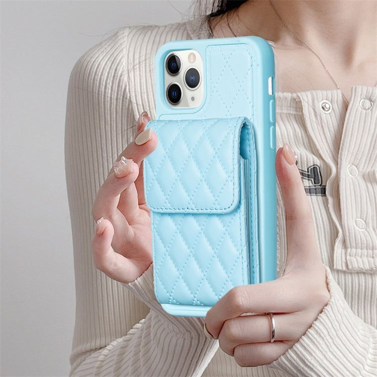 For iPhone 11 Pro Max Vertical Wallet Rhombic Leather Phone Case