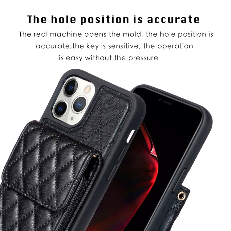 For iPhone 11 Pro Max Vertical Wallet Rhombic Leather Phone Case