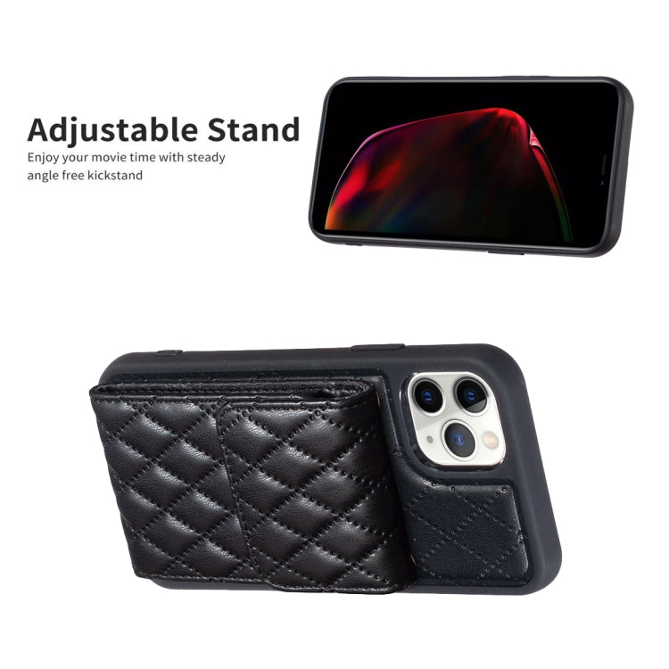 For iPhone 11 Pro Max Vertical Wallet Rhombic Leather Phone Case