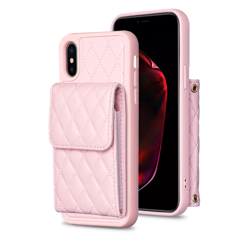 For iPhone X / XS Vertical Wallet Rhombic Leather Phone Case