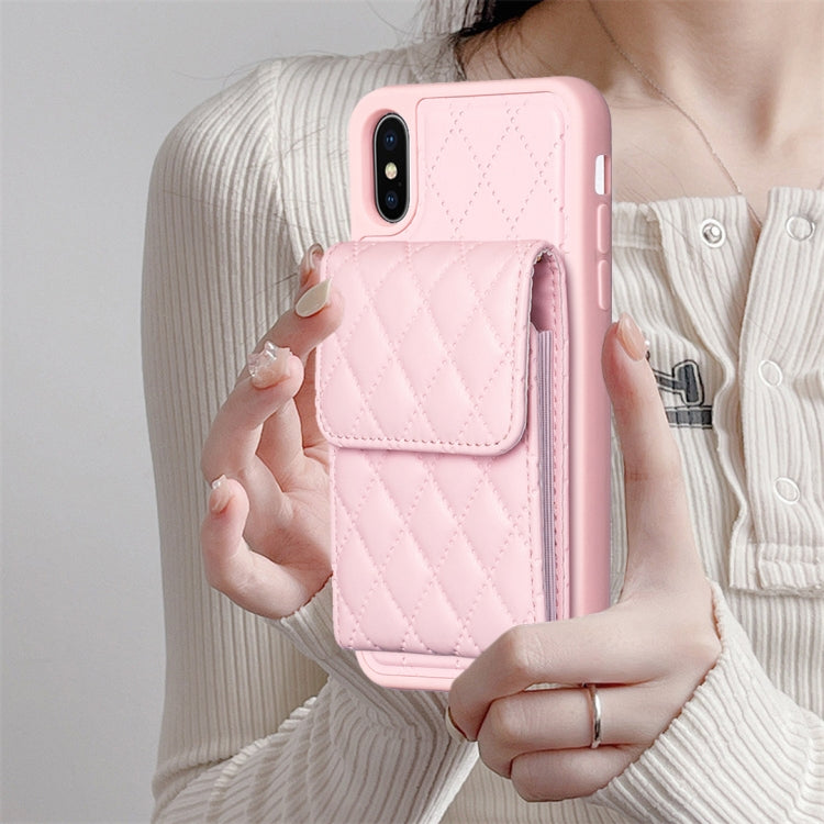 For iPhone X / XS Vertical Wallet Rhombic Leather Phone Case