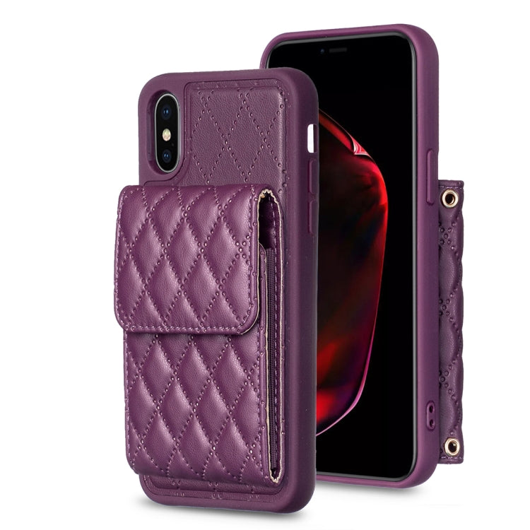 For iPhone X / XS Vertical Wallet Rhombic Leather Phone Case