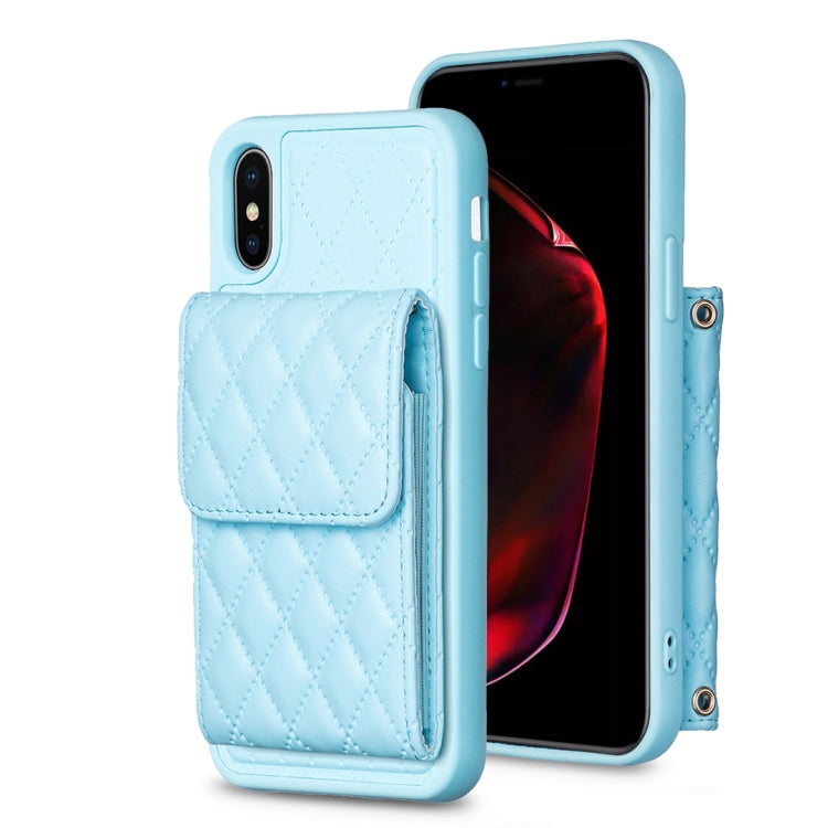 For iPhone X / XS Vertical Wallet Rhombic Leather Phone Case