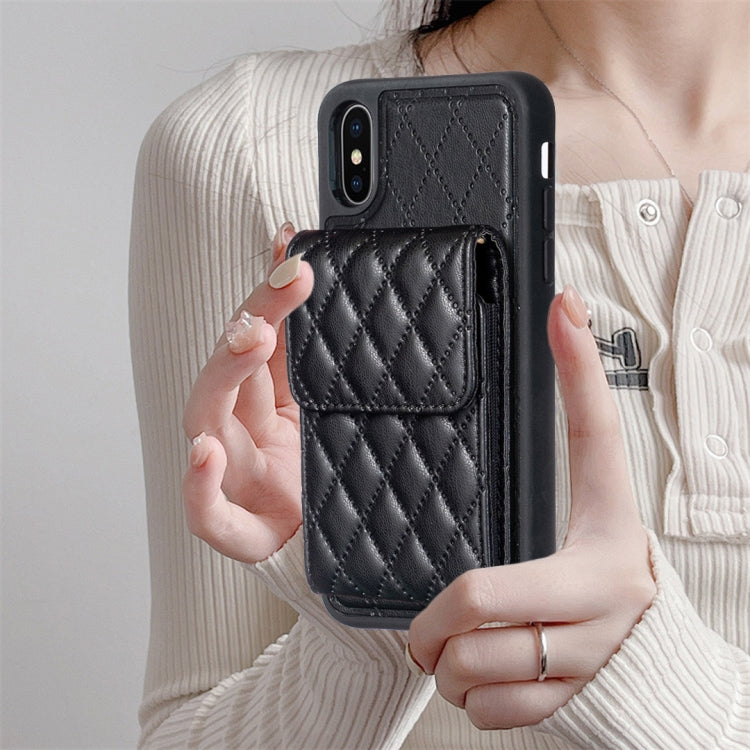 For iPhone X / XS Vertical Wallet Rhombic Leather Phone Case