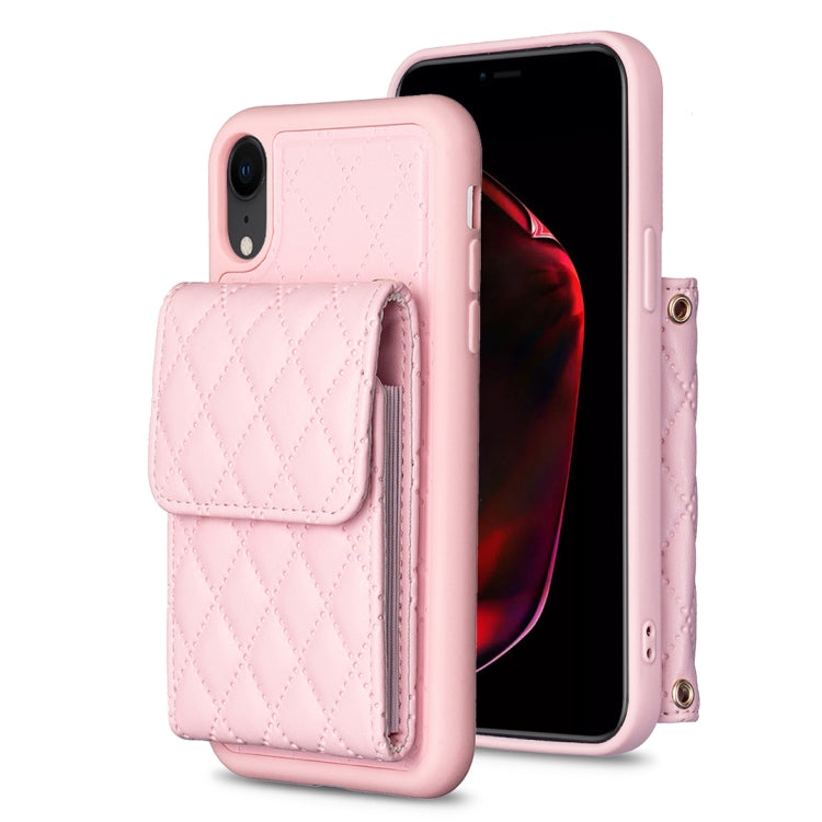 For iPhone XR Vertical Wallet Rhombic Leather Phone Case
