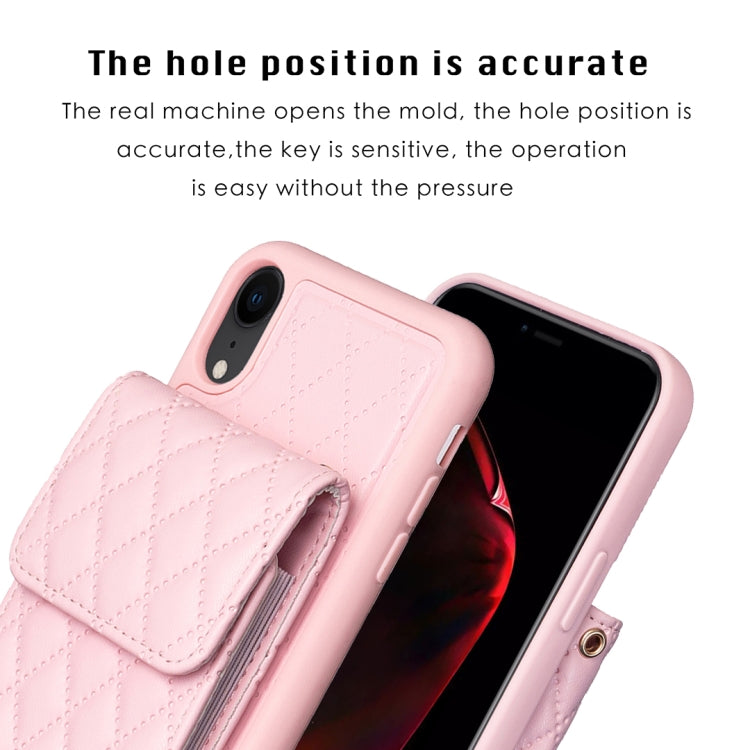 For iPhone XR Vertical Wallet Rhombic Leather Phone Case