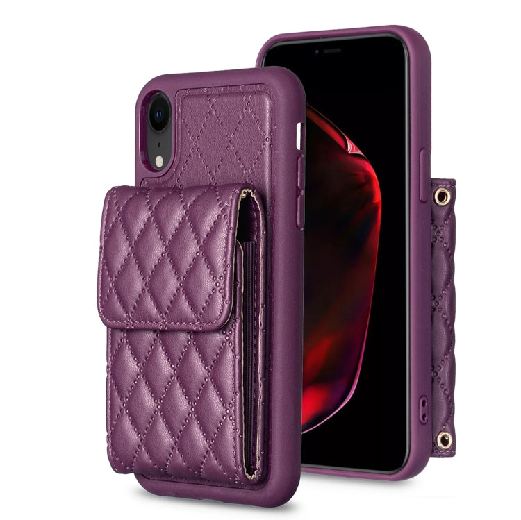 For iPhone XR Vertical Wallet Rhombic Leather Phone Case