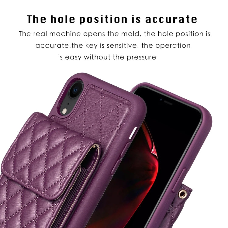 For iPhone XR Vertical Wallet Rhombic Leather Phone Case