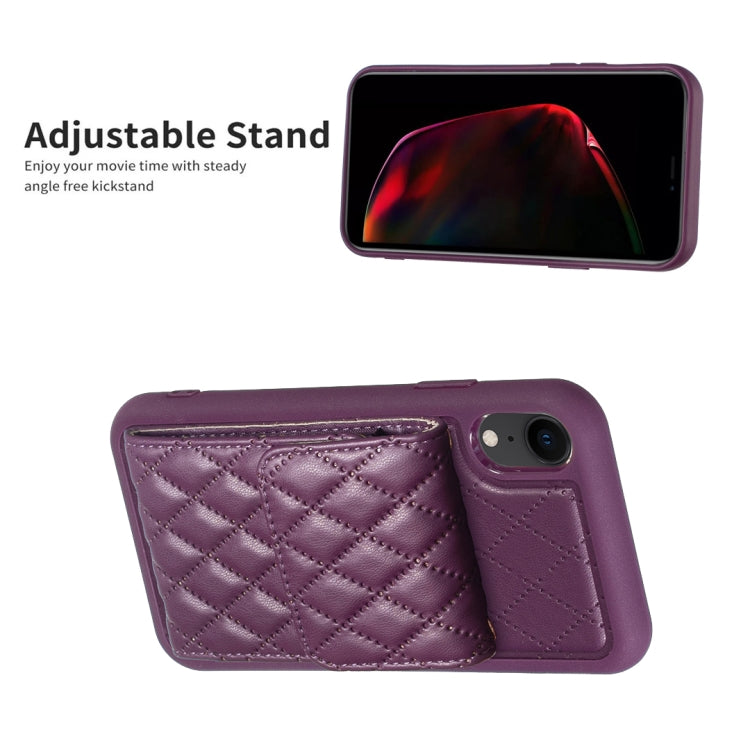 For iPhone XR Vertical Wallet Rhombic Leather Phone Case